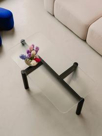 Konferenční stolek z bukového dřeva se skleněnou deskou Kob, Transparentní, černá, Š 110 cm, H 41 cm