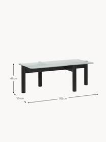 Table basse en hêtre avec plateau en verre Kob, Transparent, noir, larg. 110 x prof. 55 cm