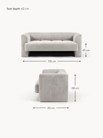 Sofa Bobi (2-osobowa), Tapicerka: 88% poliester, 12% nylon , Stelaż: lite drewno sosnowe z cer, Jasnoszara tkanina, S 178 x G 82 cm