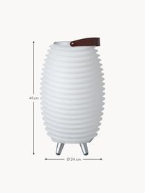 Mobilna lampa zewnętrzna LED z głośnikiem i chłodziarką na butelki Synergy, Biały, brązowy, Ø 32 x W 56 cm