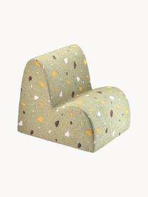 Fauteuil en bouclette pour enfants fait main Cloud, Bouclette vert olive, aspect terrazzo, larg. 50 x haut. 60 cm