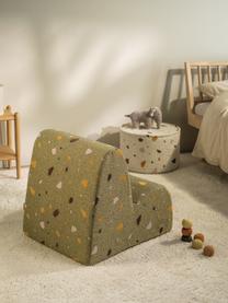 Fauteuil en bouclette pour enfants fait main Cloud, Bouclette vert olive, aspect terrazzo, larg. 50 x haut. 60 cm