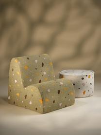 Fauteuil en bouclette pour enfants fait main Cloud, Bouclette vert olive, aspect terrazzo, larg. 50 x haut. 60 cm