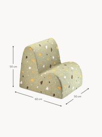 Handgefertigter Bouclé-Kindersessel Cloud, Bouclé Olivgrün, Terrazzo-Optik, B 50 x T 60 cm