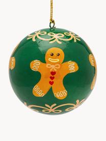 Kerstballen Gingerbread Man, 2 stuks, Kunststof, Donkergroen, lichtbruin, Ø 10 cm