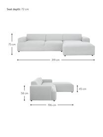 Ecksofa Melva (4-Sitzer) in Hellgrau, Bezug: 100% Polyester Der hochwe, Gestell: Massives Kiefernholz, FSC, Webstoff Hellgrau, B 319 x T 196 cm