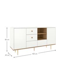 Modernes Sideboard Harmoni in Weiß, Korpus: Hochdichte Holzfaserplatt, Weiß, 160 x 83 cm