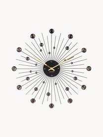 Horloge murale Sunburst, Métal, enduit, Noir, Ø 50 x prof. 4 cm