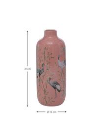 Grosses Vasen-Set Krano aus Steingut mit Goldrand, 2-tlg., Steingut, Altrosa, Gebrochenes Weiss, glänzend, Ø 12 x H 31 cm