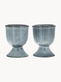 Soportes de huevo artesanales Nordic Sea, 2 uds., Gres, Gris azulado jaspeado, Ø 5 x Al 6 cm