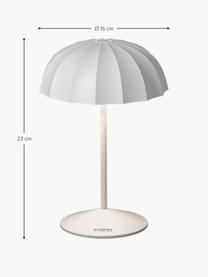 Kleine mobiele LED outdoor tafellamp Ombrellino, dimbaar, Lamp: gecoat aluminium, Wit, Ø 16 x H 23 cm