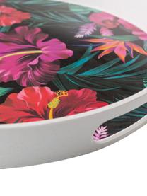 Rond dienblad Tropical Flower, Ø 30 cm, 55% bamboevezels, 25% maïszetmeel, 15% melamine, Groentinten, fuchsiakleurig, rood, wit, Ø 30 cm