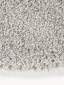 Pluizig rond hoogpolig vloerkleed Leighton, Bovenzijde: microvezels (100% polyest, Onderzijde: 70% polyester, 30% katoen, Lichtgrijs, Ø 120 cm (maat S)