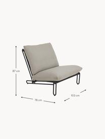 Poltroncina componibile con struttura in metallo Blixt, Rivestimento: poliestere, Struttura: tessuto, metallo rivestit, Tessuto greige, nero, Larg. 103 x Prof. 78 cm