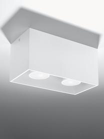 Kleine plafondspot Geo, Lamp: aluminium, Wit, B 20 x H 10 cm