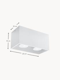 Petit spot plafond Geo, Aluminium, Blanc, larg. 20 x prof. 10 cm