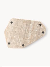 Marmor-Servierplatte Han, B 38 cm, Tablett: Marmor, Griffe: Metall, Beige, marmoriert, B 27 x L 38 cm