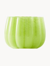 Ručně foukaný skleněný svícen Melon, Ručně foukané sklo, Světle zelená, Ø 14 cm, V 10 cm