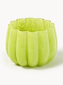 Ručně foukaný skleněný svícen Melon, Ručně foukané sklo, Světle zelená, Ø 14 cm, V 10 cm