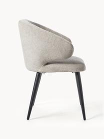 Bouclé fauteuil Celia, Bekleding: bouclé (70% polyester, 20, Poten: gepoedercoat metaalkleuri, Bouclé greige, B 57 x D 62 cm