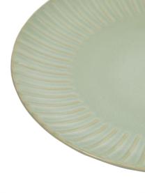 Keramik-Dessertteller Itziar mit Rillenstruktur, 2 Stück, Keramik, Hellgrün, Ø 20 x H 2 cm