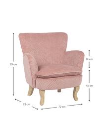 Sillón de pana Chenille, Tapizado: poliéster en look de pana, Patas: madera de caucho, Estructura: madera de pino, madera co, Rosa, An 72 x F 73 cm