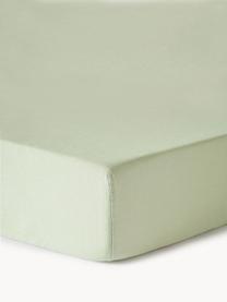 Lenzuolo con angoli topper in lino lavato Airy, Verde chiaro, Larg. 90 x Lung. 200 cm, Alt. 15 cm