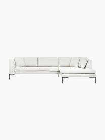 Ecksofa Emma mit Metall-Füssen, Bezug: Polyester 100.000 Scheuer, Gestell: Massives Kiefernholz, Bir, Webstoff Off White, B 302 x T 220 cm, Eckteil links