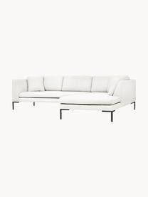 Ecksofa Emma mit Metall-Füßen, Bezug: Polyester 100.000 Scheuer, Gestell: Massives Kiefernholz, Bir, Füße: Metall, pulverbeschichtet, Webstoff Off White, B 302 x T 220 cm, Eckteil links