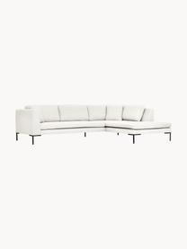 Ecksofa Emma mit Metall-Füssen, Bezug: Polyester 100.000 Scheuer, Gestell: Massives Kiefernholz, Bir, Webstoff Off White, B 302 x T 220 cm, Eckteil links