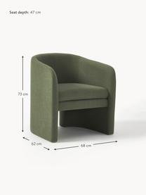 Poltrona lounge Mairo, Rivestimento: 54% poliestere, 36% visco, Struttura: legno di pino massiccio Q, Tessuto verde scuro, Larg. 68 x Prof. 62 cm