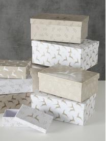 Súprava darčekových škatuliek Alpia, 9 dielov, Papier, Béžová, biela, Súprava s rôznymi veľkosťami