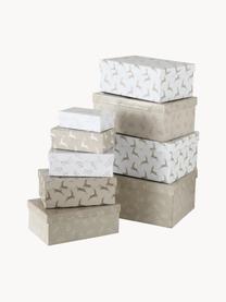 Set de cajas Alpia, 9 uds., Papel, Beige, blanco, Set de diferentes tamaños