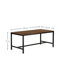 Mesa de comedor Raw, tablero de madera  de mango, Tablero: madera de mango maciza ce, Estructura: hierro con pintura en pol, Madera de mango, An 180 x F 90 cm