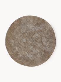 Okrągły puszysty dywan z długim włosiem Leighton, Mikrofibra (100% poliester z certyfikatem GRS), Brązowy, Ø 120 x W 3 cm (Rozmiar S)