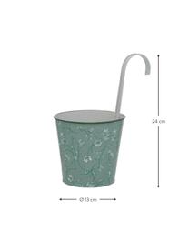 Set de maceteros de metal Silka, 2 uds., Metal con pintura en polvo, Verde, blanco, Ø 13 x Al 24 cm