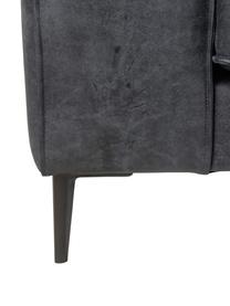Leren bank Brett (3-zits), Bekleding: glad runderleer, Frame: gelakt aluminium, Leer zwartgrijs, B 215 x D 90 cm