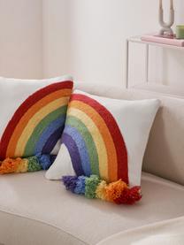 Kissenhüllen Cary mit Regenbogen und Quasten in Mehrfarbig, 2er-Set, Bezug: 100 % Baumwolle, Weiß, Bunt, B 45 x L 45 cm