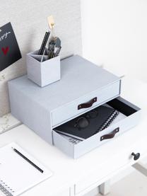 Bureau organizer Birger, Organizer: canvas, massief karton, Handvatten: leer, Grijsblauw, donkerbruin, B 33 x D 25 cm