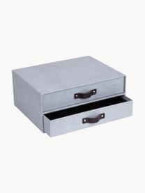 Organizador de escritorio Birger, Caja: canvas, cartón macizo, Asa: cuero, Gris azulado, marrón oscuro, L 33 x An 25 cm