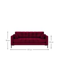 Sofa z aksamitu Mamaia (2-osobowa), Tapicerka: aksamit poliestrowy Dzięk, Stelaż: lite drewno sosnowe, skle, Nogi: metal lakierowany, Czerwony, S 177 x G 92 cm