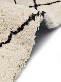 Ručně všívaný načechraný běhoun s vysokým vlasem s třásněmi Naima, Krémově bílá, Š 80 cm, D 300 cm