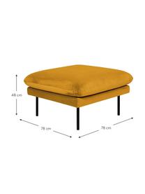 Sametová podnožka Moby, Horčicově žlutá, Š 78 cm, H 78 cm