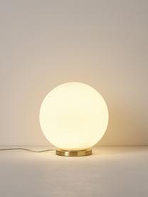 Tischlampe Beth aus Opalglas, Lampenschirm: Glas, Lampenfuß: Metall, vermessingt, Weiß, Goldfarben, Ø 25 x H 26 cm