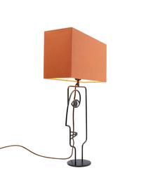 Grosse Tischlampe Face Orange, Lampenschirm: Baumwolle, Gestell: Stahl, pulverbeschichtet, Orange, Schwarz, 40 x 66 cm