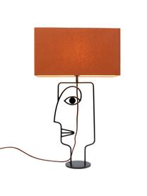 Grosse Tischlampe Face Orange, Lampenschirm: Baumwolle, Gestell: Stahl, pulverbeschichtet, Orange, Schwarz, 40 x 66 cm