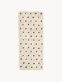 Passatoia a pelo lungo soffice taftata a mano Ayana, Retro: 100% cotone Il materiale , Beige e nero, a pois, Larg. 80 x Lung. 200 cm