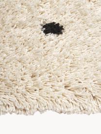 Alfombra artesanal de pelo largo Ayana, Parte superior: 100% poliéster, Reverso: 100% algodón, Beige claro, negro, An 80 x L 200 cm