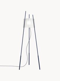 Lámpara de pie soplada artesanalmente regulable Tyla, Estructura: acero, Pantalla: vidrio soplado artesanalm, Cable: plástico, Azul oscuro, Al 165 cm