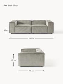 Modulares Sofa Lennon (3-Sitzer) aus Cord, Bezug: Cord (92 % Polyester, 8 %, Gestell: Massives Kiefernholz, Spe, Füße: Kunststoff Dieses Produkt, Cord Grau, B 238 x T 119 cm